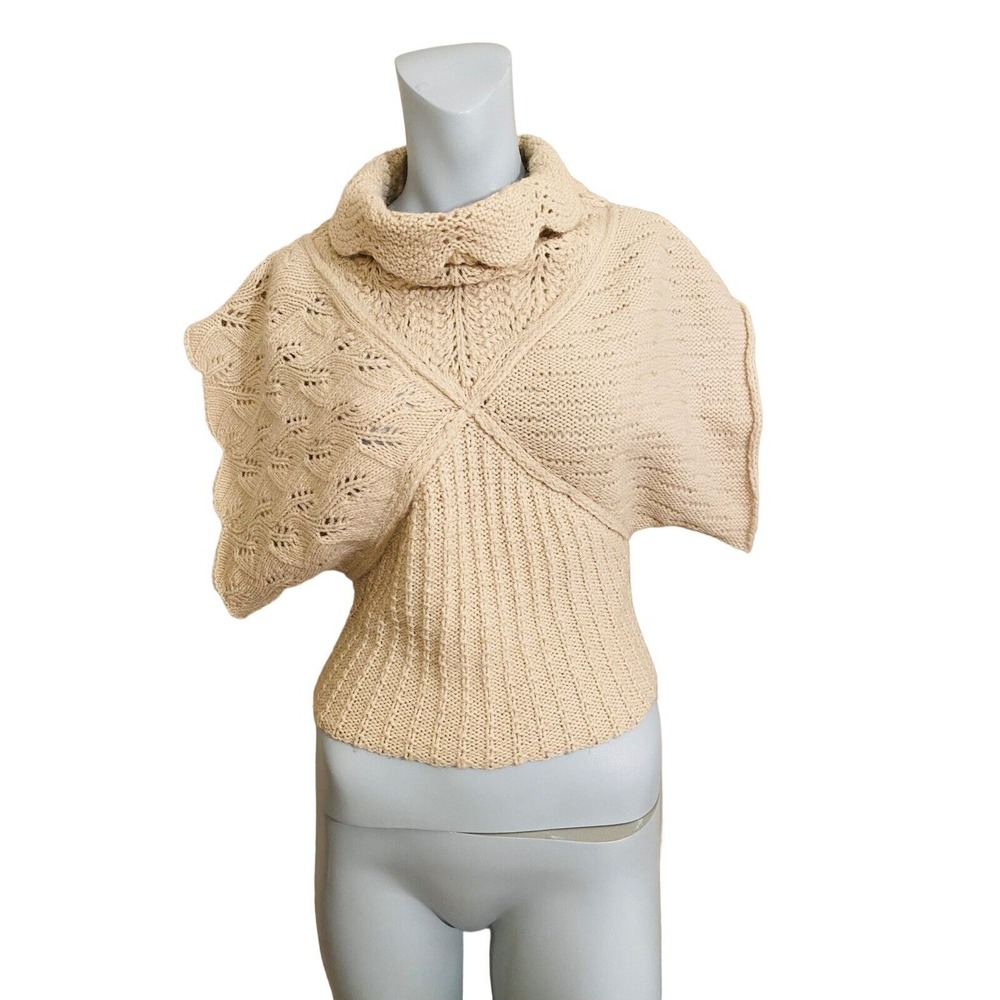 s/m Sleeping on Snow Beige short sleeve‎ pullover sweater Alpaca Wool Acrylic